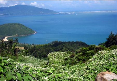 Từ trên đỉnh đèo phóng tầm mắt nhìn toàn cảnh TP Đà Nẵng bên bờ sông Hàn. Xa hơn một chút là đỉnh Sơn Trà quanh năm mây phủ với câu ca gợi cho người nghe nhớ về một mối tình trắc trở của một đôi trai gái ở hai bên đèo: "Chiều chiều mây phủ Sơn Trà. Lòng ta thương bạn nước mắt và lộn cơm" và "Chiều chiều mây phủ Hải Vân. Chim kêu ghềnh đá gẫm thân lại buồn".