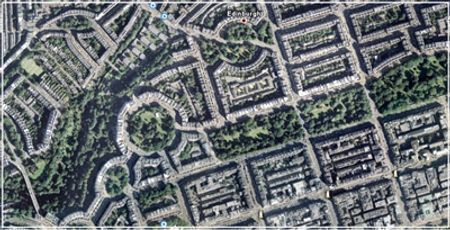 Edinburgh phủ đầy màu xanh (google earth).